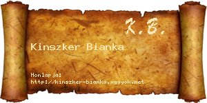 Kinszker Bianka névjegykártya